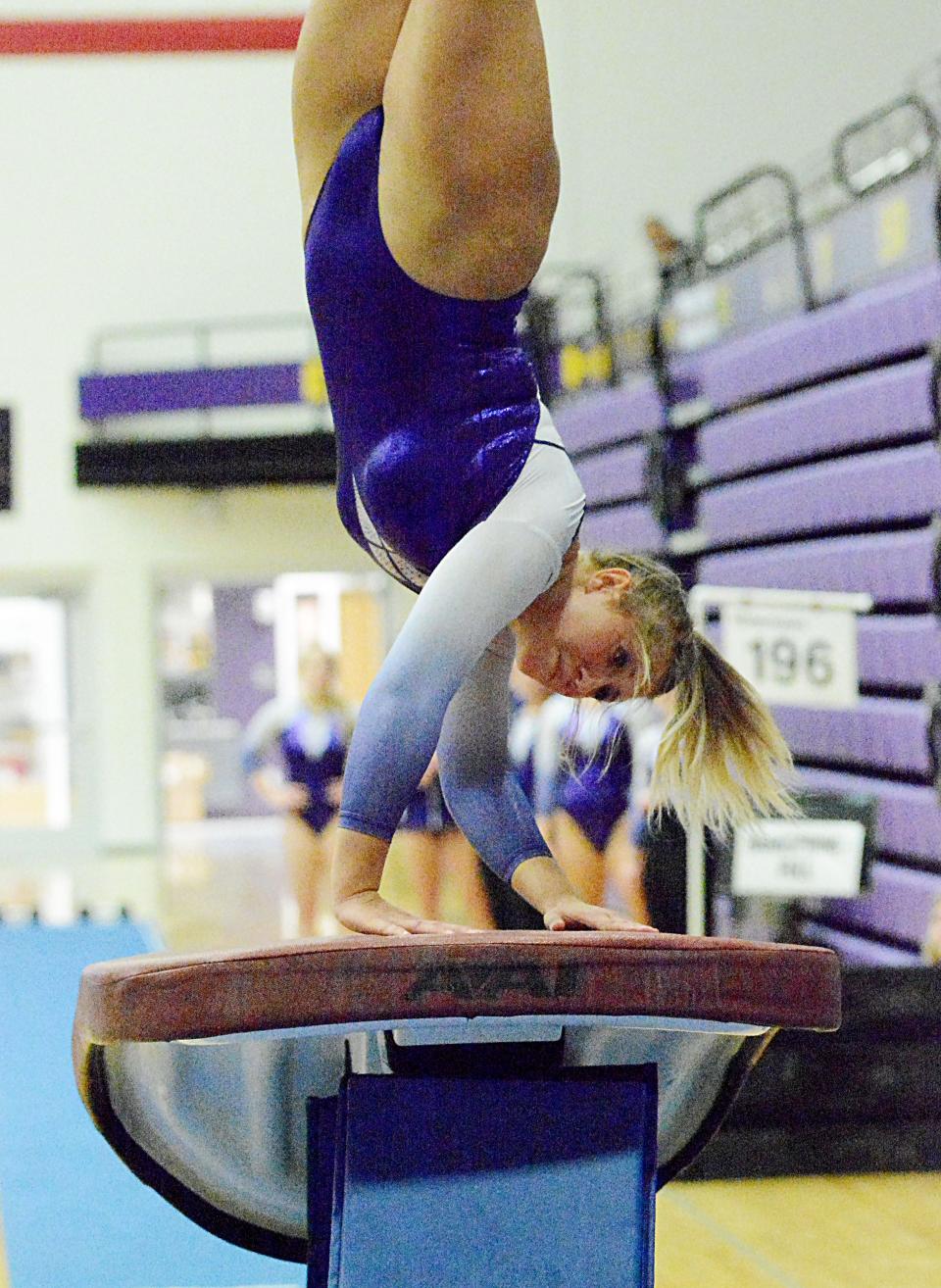 Senior Caroline Benson is another experienced returnee for the 2022-23 Watertown High School gymnastics team, which opens its season  on Saturday, Dec. 3, 2022 in the Lolly Forseth Invitational at Sioux Falls.