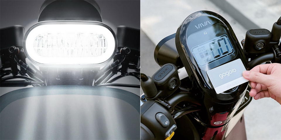 圖／2022 Gogoro Viva XL Keyless配備超亮LED全時頭燈，保障騎士的視野與行車安全；儀錶板採用直覺式LCD正顯背光單色液晶螢幕，無論白天黑夜騎乘資訊清晰可見。