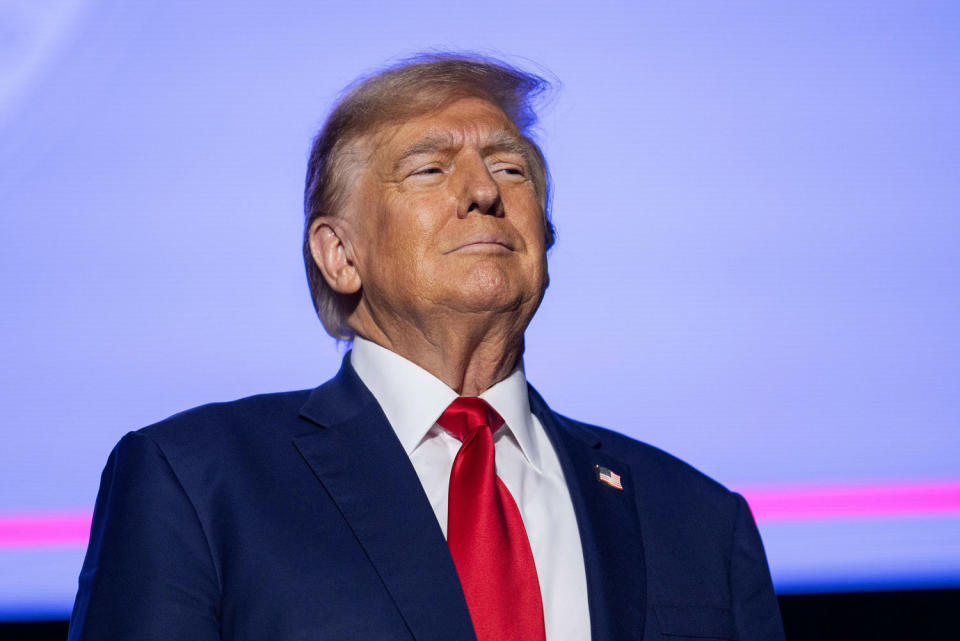 Former President Donald Trump arrives at a campaign event (Scott Eisen / Getty Images)