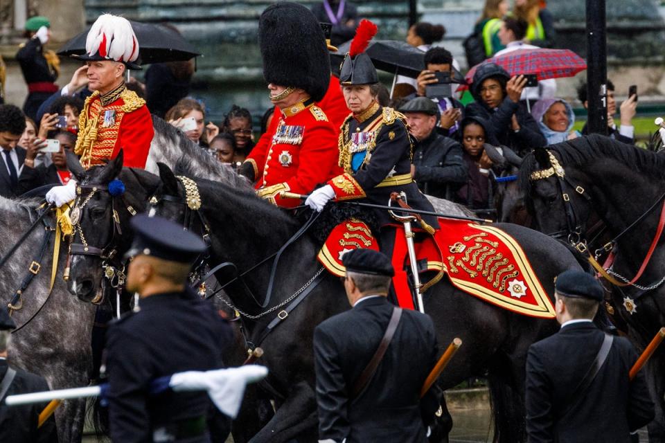 Princess Anne leads 6,000 armed services personnel during Coronation Procession (Getty Images)