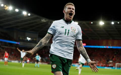 James McClean celebrates scoring their first goal  - Credit: Action Images