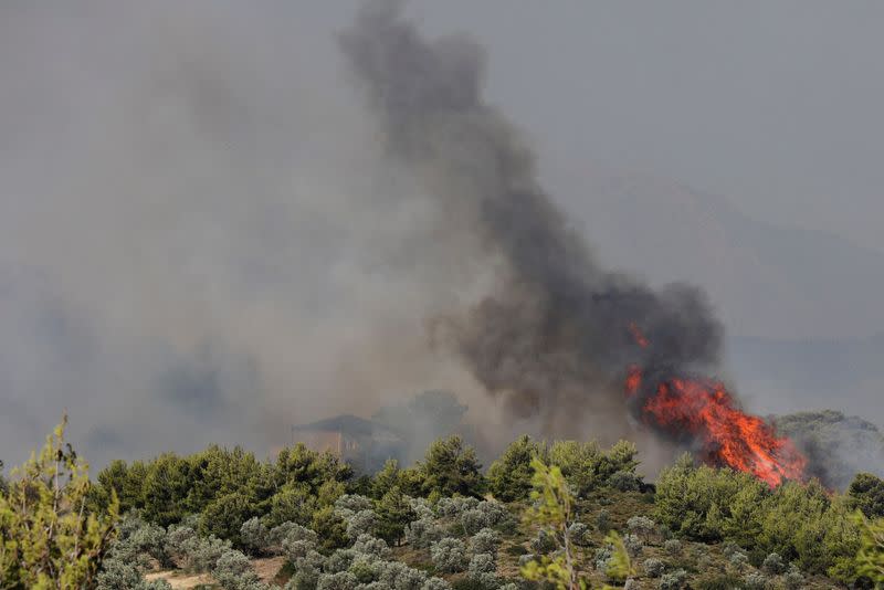 Wildfires near Athens