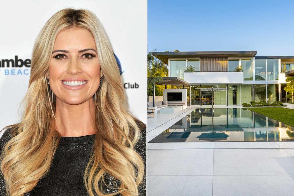 <p>Allen Berezovsky/Getty ; Grant Rivera/@apexvizionz</p> Christina Hall unveils her remodeled Newport Beach home.