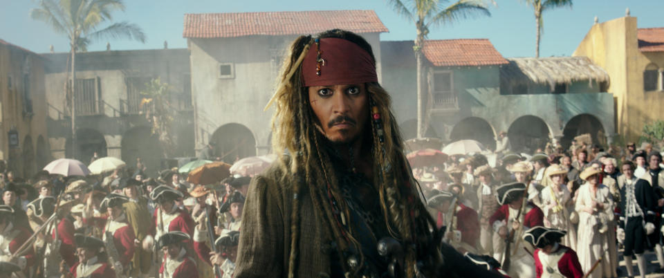 Jack Sparrow (Johnny Depp) searches for the trident used by Poseidon in 2017's Pirates of the Caribbean: Salazar's Revenge. (Disney)