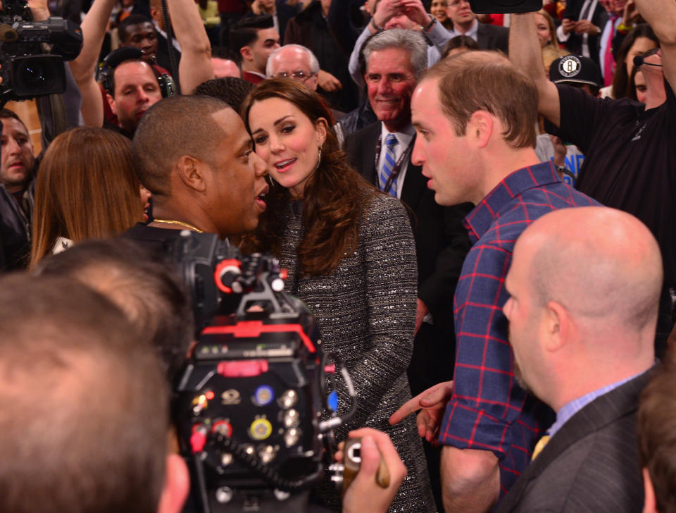 The Duke and Duchess meet Jay-Z and Beyonc&eacute; at a Nets-Cavaliers game in Brooklyn in December 2014.&nbsp; (Photo: James Devaney via Getty Images)