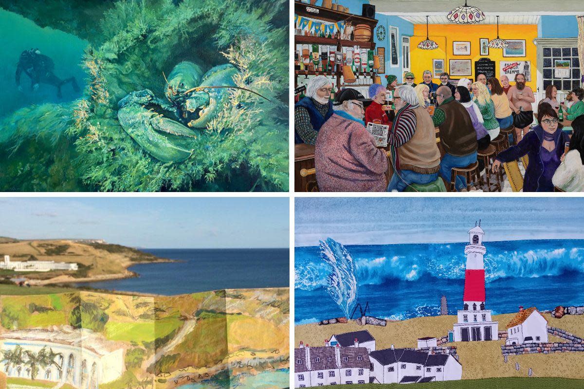 Works from Cathy Taylor, Liz Wright, Carol Cruickshank, Caroline Lester <i>(Image: Dorset Arts Week)</i>