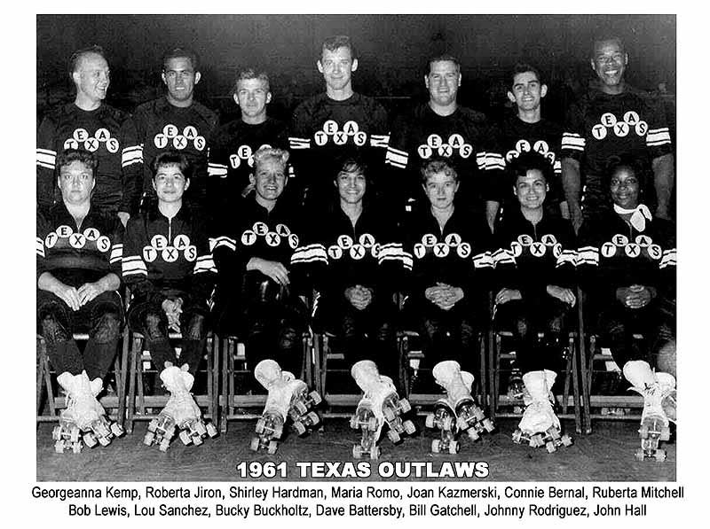 The Texas Outlaws take a team portrait in 1961. Joan Kazmerski of Kent is pictured in the front row, third from the right.