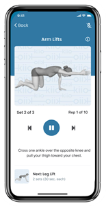 Kiio integrates advanced software and clinical practice guidelines to deliver on-demand, personalized exercise therapy and interactive coaching, including sending in-app alerts, 1:1 secure messages, and giving members access live Care Team support if or when they want it.