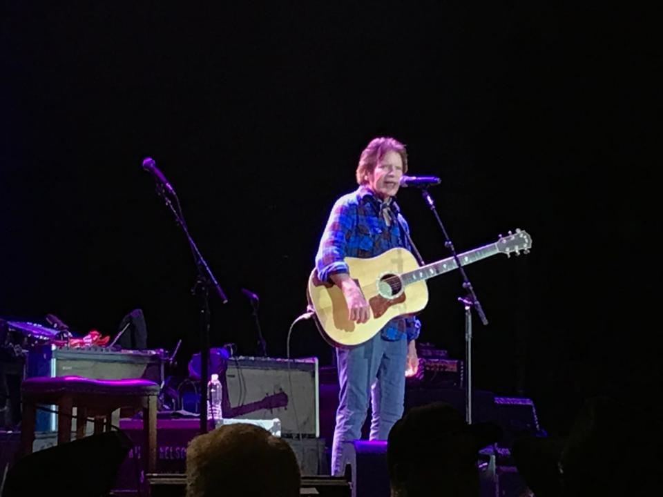 John Fogerty starting his post-rain delay acoustic set at The Pavilion at Star Lake.