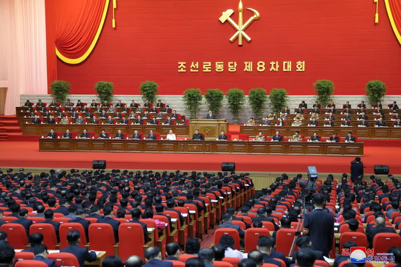 North Korean leader Kim Jong Un attends the 8th Congress of the Workers' Party in Pyongyang