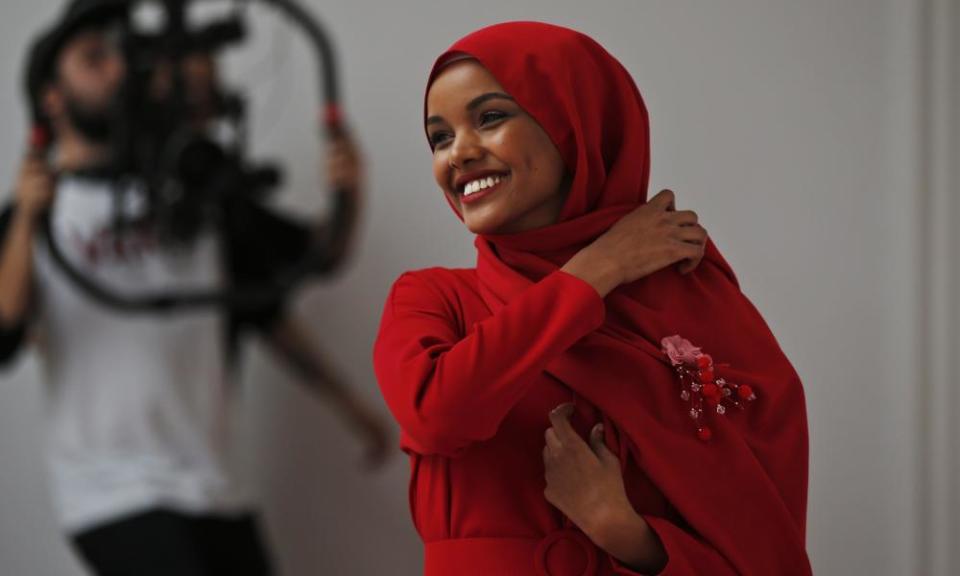 Halima Aden, a US model who wears a hijab during her work, in Buyukada, Turkey, 2018.