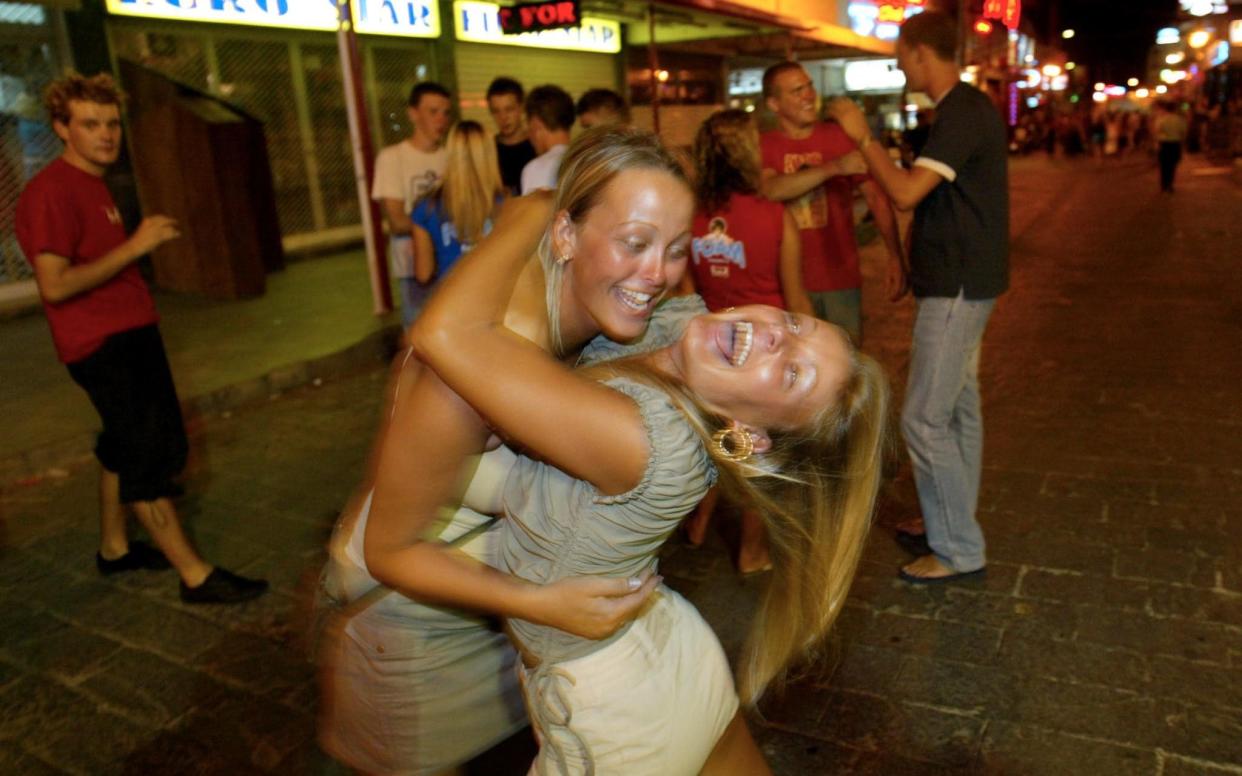 British girls out dancing in the streets of Faliraki, Greece - Justin Sutcliffe