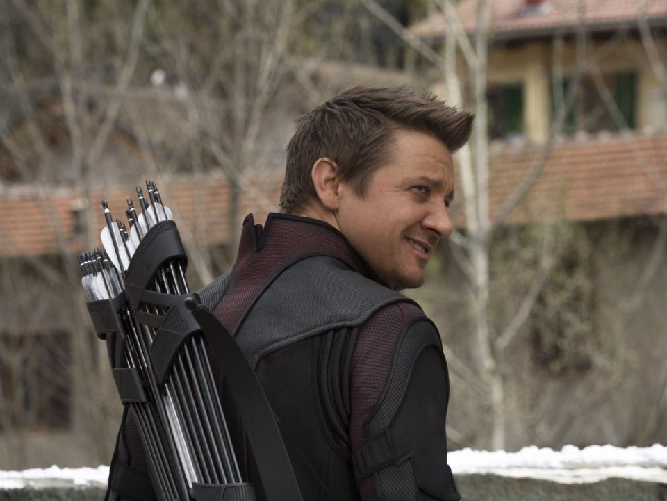 Jeremy Renner in character as Hawkeye (Rex)