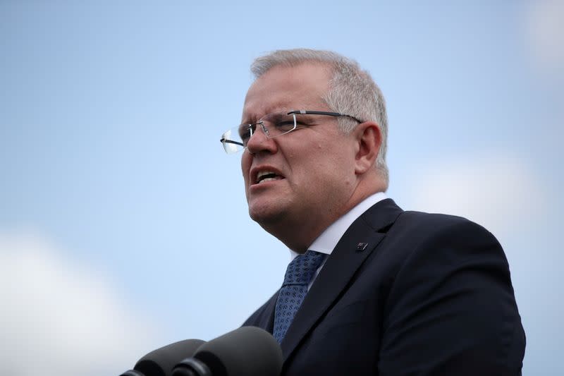 FILE PHOTO: Australian Prime Minister Morrison speaks at Admiralty House in Sydney