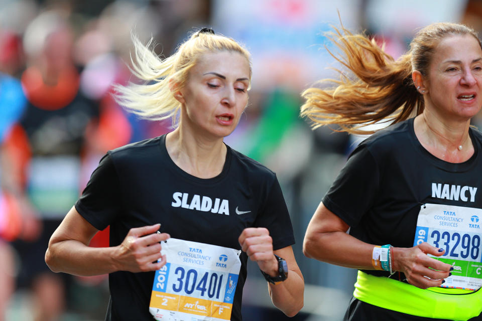 A participant runs up First Avenue during the 2019 New York City Marathon. (Photo: Gordon Donovan/Yahoo News)