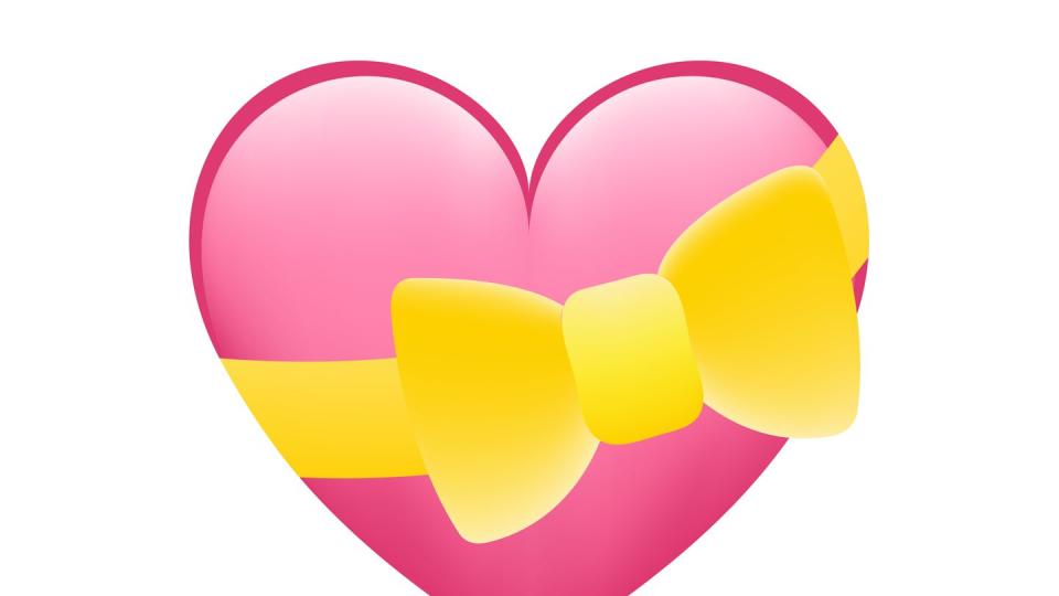 glossy pink heart shaped box ribbon present emoji