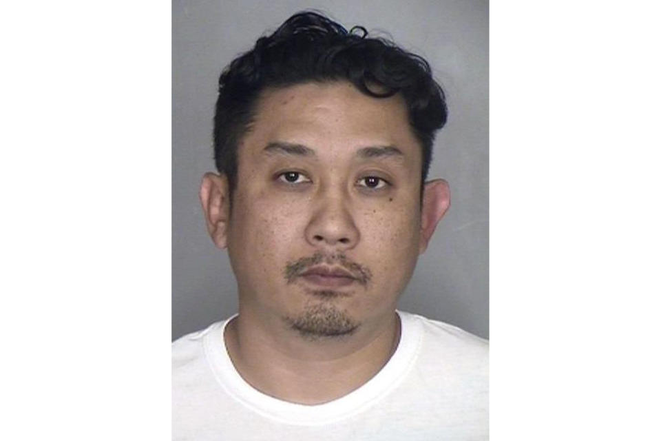 In this undated photo released by the Butte County Sheriff's Office is Sam Koh. The Northern California man hid one of British Columbia's most wanted fugitives in a 2008 killing in the days before his violent arrest, authorities alleged Wednesday, Dec. 11, 2019. Butte County sheriff's deputies said Koh, 40, of Gridley, harbored Brandon Teixeira, 28, in the days before the Canadian man rammed his SUV into a sheriff's armored van while trying to escape earlier this month. (Butte County Sheriff's Office via AP)