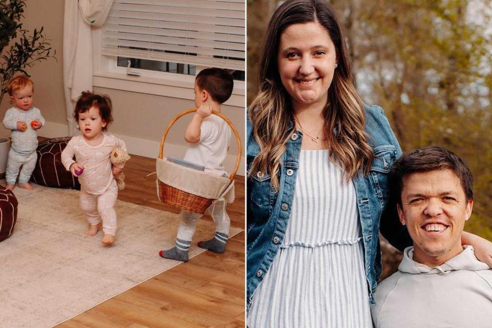 <p>Tori Roloff/Instagram</p> Josiah, Lilah, and Jackson Roloff (L), Tori and Zach Roloff (R)