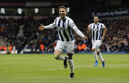 Britain Football Soccer - West Bromwich Albion v Arsenal - Premier League - The Hawthorns - 18/3/17 West Bromwich Albion's Hal Robson-Kanu celebrates scoring their second goal Reuters / Darren Staples Livepic