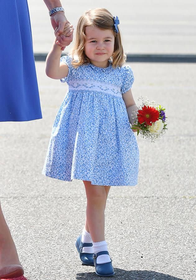 The two-year-old accepted flowers. Photo: Getty Images
