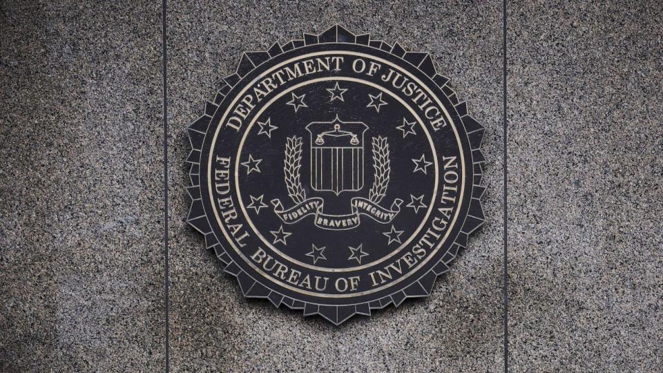 PHOTO: The Federal Bureau of Investigation seal is displayed outside FBI headquarters in Washington, D.C., Feb. 2, 2018. (T.J. Kirkpatrick/Bloomberg via Getty Images, FILE)