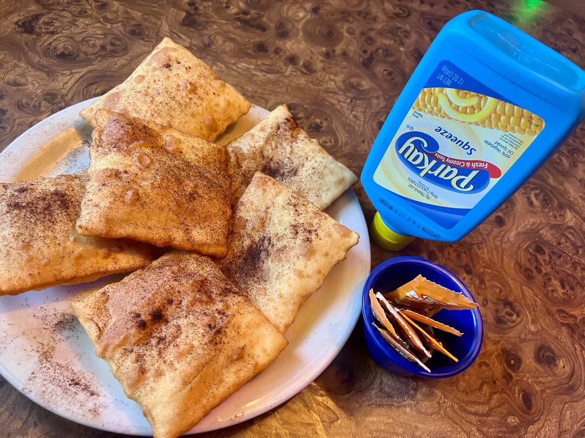 Campo Verde’s traditional sopapillas with Squeeze Parkay spread, honey and (optional) cinnamon.