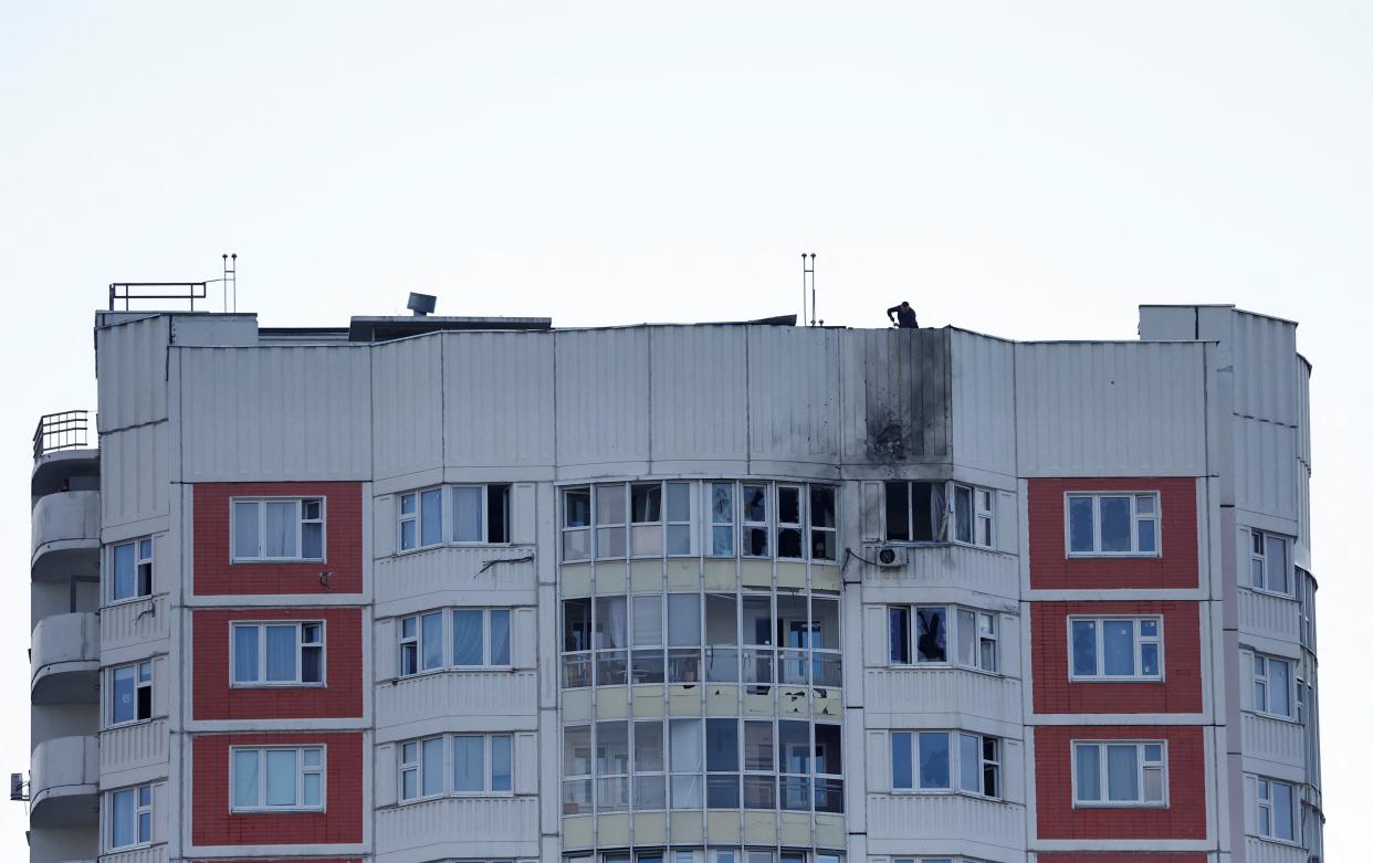 A view shows a damaged multi-storey apartment block following a reported drone attack in Moscow, Russia (REUTERS)