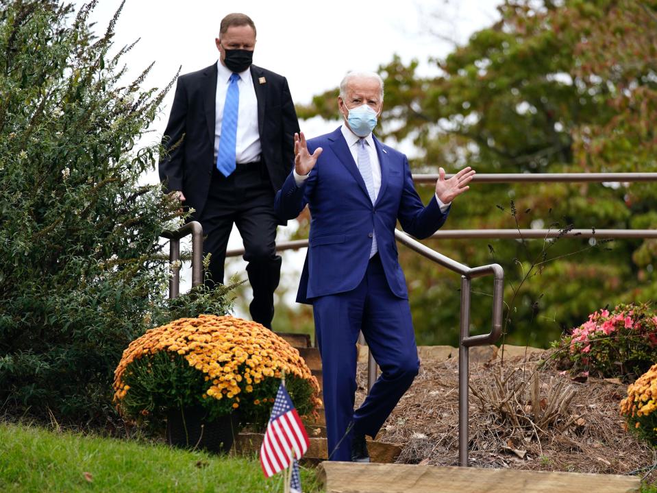 Joe Biden gave a speech in Warm Springs, Georgia, on Tuesday with just one week left before Election Day (AP)