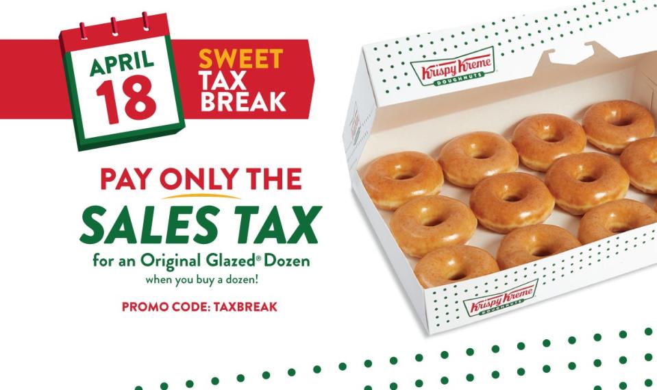 Krispy Kreme and other national chains are offering discounts on Tax Day 2023.