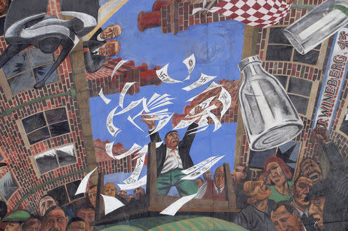 <span class="caption">Part of a mural commemorating the 1936 Battle of Cable Street. </span> <span class="attribution"><a class="link " href="https://www.flickr.com/photos/mattbuck007/14208831125/sizes/l" rel="nofollow noopener" target="_blank" data-ylk="slk:mattbuck4950/flickr;elm:context_link;itc:0;sec:content-canvas">mattbuck4950/flickr</a>, <a class="link " href="http://creativecommons.org/licenses/by-sa/4.0/" rel="nofollow noopener" target="_blank" data-ylk="slk:CC BY-SA;elm:context_link;itc:0;sec:content-canvas">CC BY-SA</a></span>