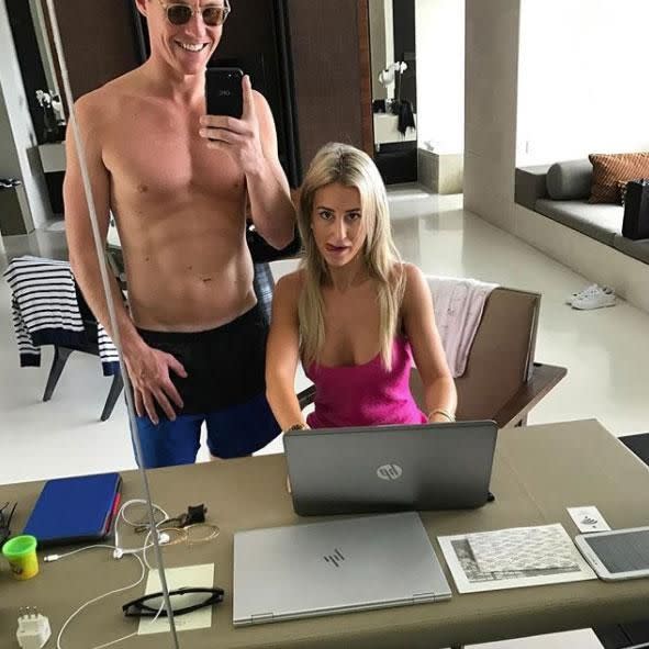 Roxy, who was treated for breast cancer following a diagnosis in mid 2016,  says her decision to go under the knife comes after she had a second breast cancer scare in October this year - pictured with husband Oliver Curtis. Source: Instagram