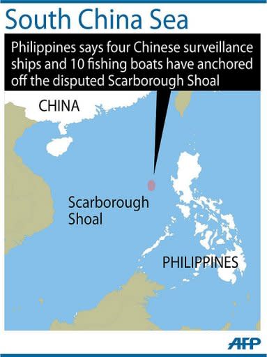 Map showing the Scarborough Shoal in the disputed South China Sea, the focus of standoff between the Philippines and China