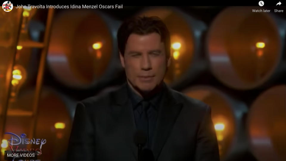 2014: When John Travolta didn’t know how to say Idina Menzel’s name...