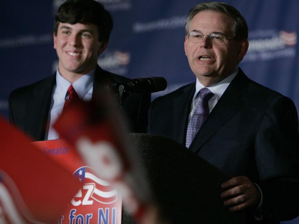 A 21-year-old Rob Menendez looks on at his father's 2006 Senate election victory party.