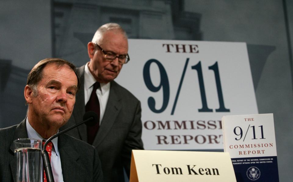 Tom Kean and Lee Hamilton, former chair and vice chair of the 9/11 Commission, on Nov. 14, 2005, in Washington, D.C.