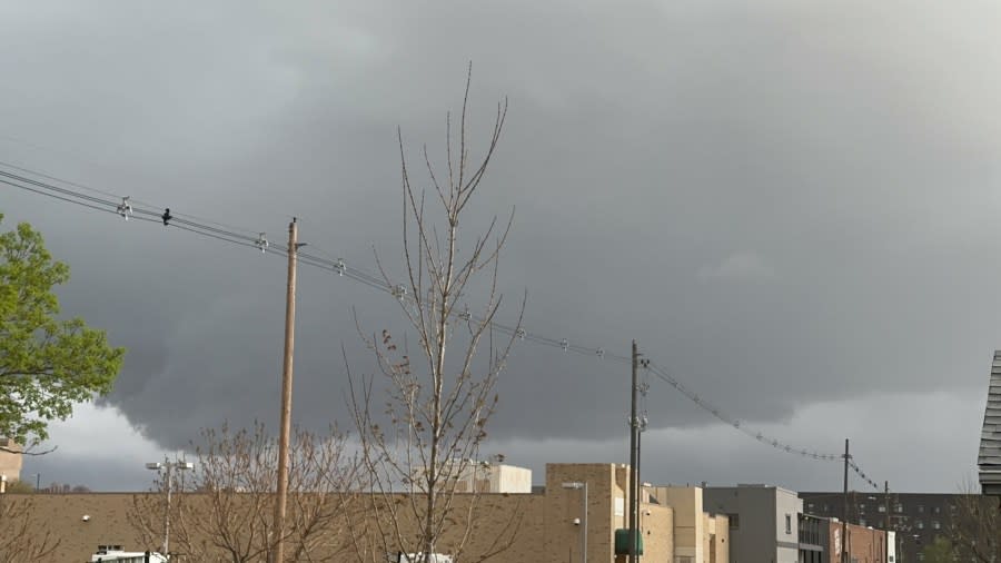 Storm clouds are seen near South Broadway in Englewood on April 26, 2024. (Brooke Williams)