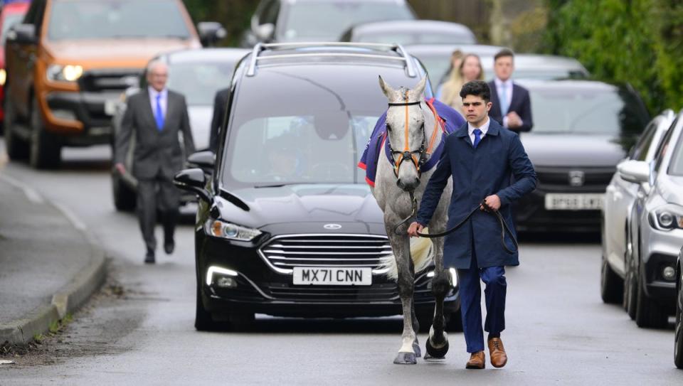 Highland Hunter was the favourite horse of amateur jockey Keagan Kirkby, and led his funeral procession just last week (PHIL MINGO/PPAUK/Shutterstock)