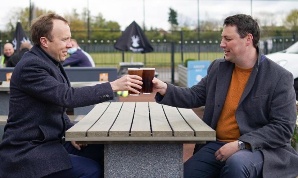 Conservative Tees Valley mayor Ben Houchen (right) on the campaign trail in Middlesbrough with health secretary Matt Hancock.