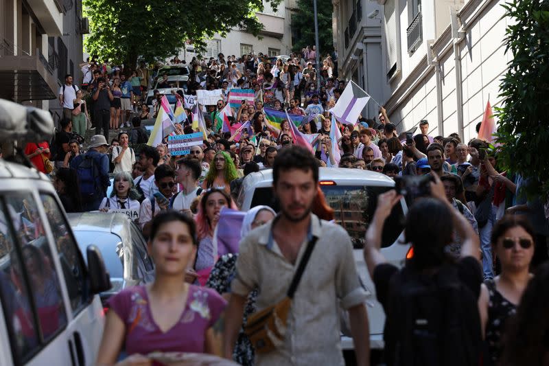 Turkey's LGBT+ community gather for a pride parade, in Istanbul