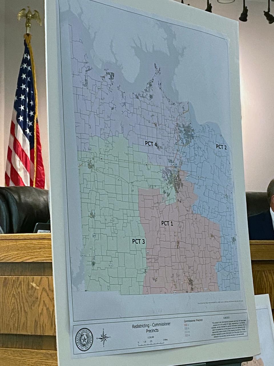 A map of the new Commissioner's Precincts in Grayson County for 2021.