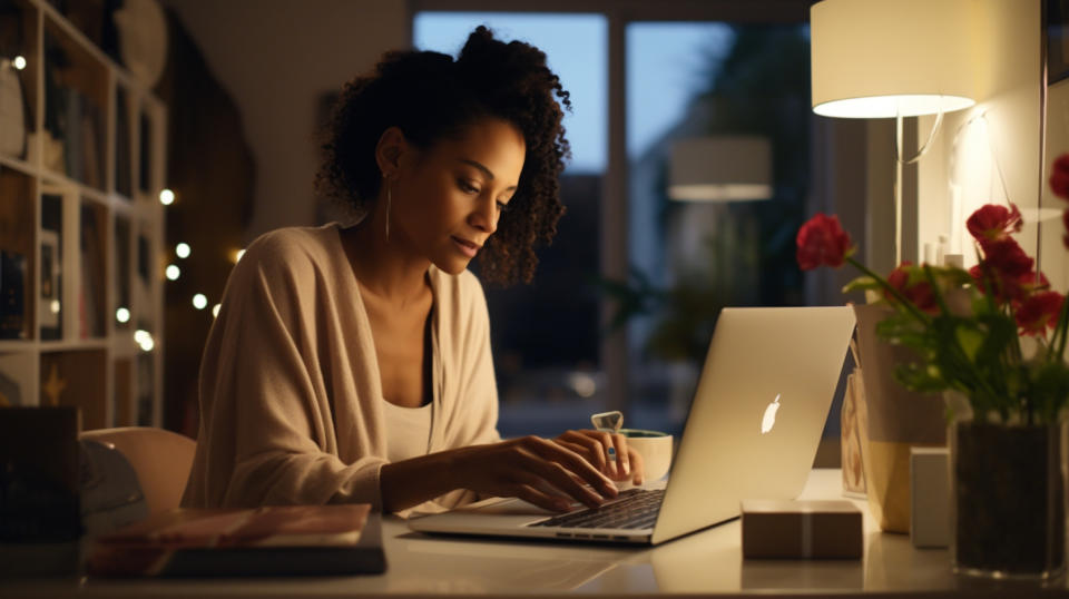 A shopper browsing through products online from the comfort of their home.