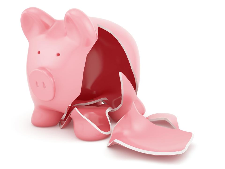 A broken piggy bank