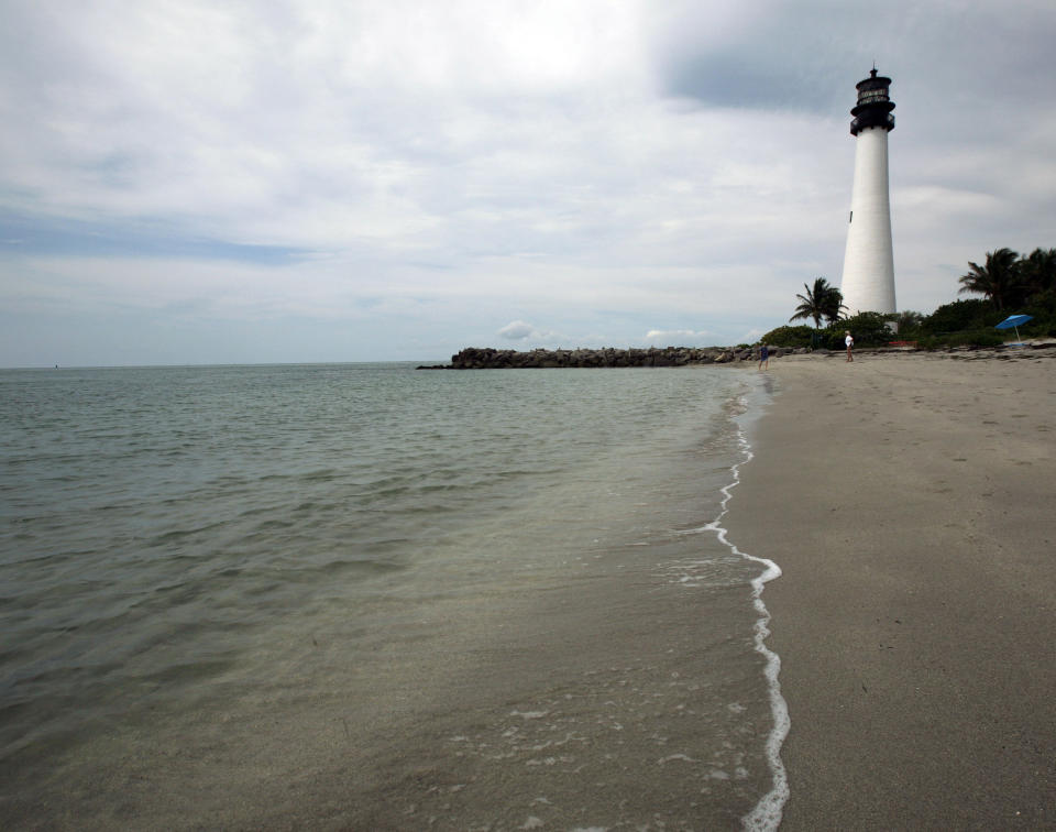 FILE- This May 20, 2009 file photo shows the Cape Florida lighthouse at Bill Baggs Cape Florida State Park, in Key Biscayne, Fla. Cape Florida State Park is number eight on the 2012 list of Top 10 Beaches produced annually by coastal expert Stephen P. Leatherman, also known as "Dr. Beach," director of Florida International University's Laboratory for Coastal Research. (AP Photo/Wilfredo Lee, FILE)