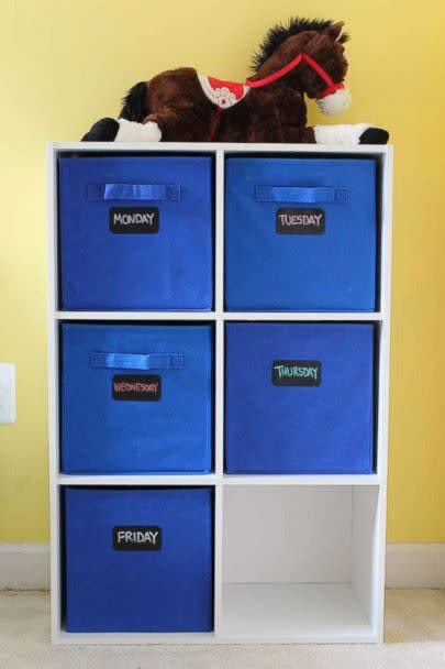 PHOTO: These DIY cube drawers canhelp you child understand how to organizing outfits before the school week. (Sunny Day Family blog)