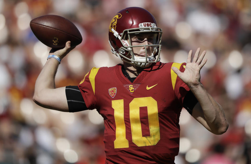 Former USC quarterback Jack Sears has signed with Boise State as a graduate transfer. (AP Photo/Marcio Jose Sanchez)