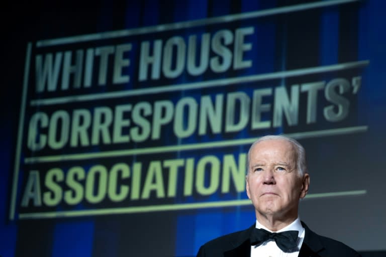 US President Joe Biden at the 2023 edition of the White House Correspondents' Association dinner in Washington (SAUL LOEB)