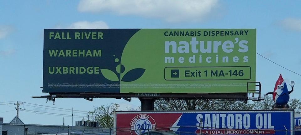 Out of state dispensary signs along Rt. 95 near Pawtucket/ Providence line on April 24, 2023. 