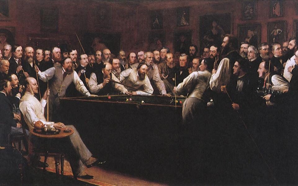 The Garrick has been men-only since its opening 189 years ago. Here, a painting depicts men enjoying the billiard room in 1869 - Picturenow/Universal Images Group Editorial