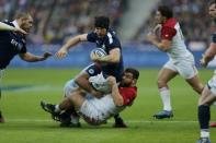 Rugby Union - Six Nations Championship - France v Scotland - Stade de France, Saint-Denis near Paris, France - 12/2/2017. France's Rabah Slimani (R) and Scotland Tim Swinson in action. REUTERS/Benoit Tessier