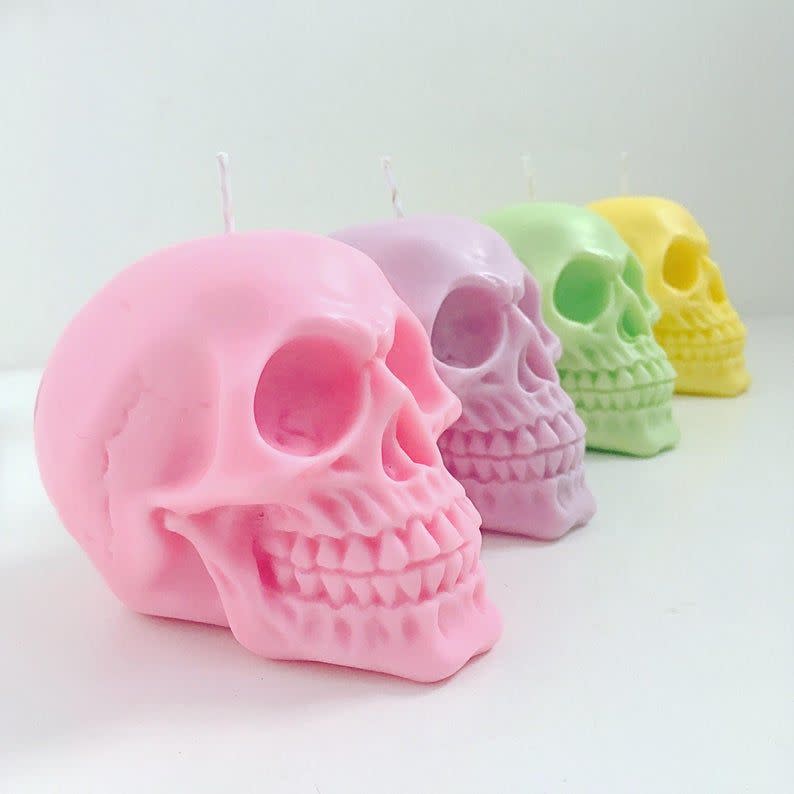 6) Pastel Skull Candle